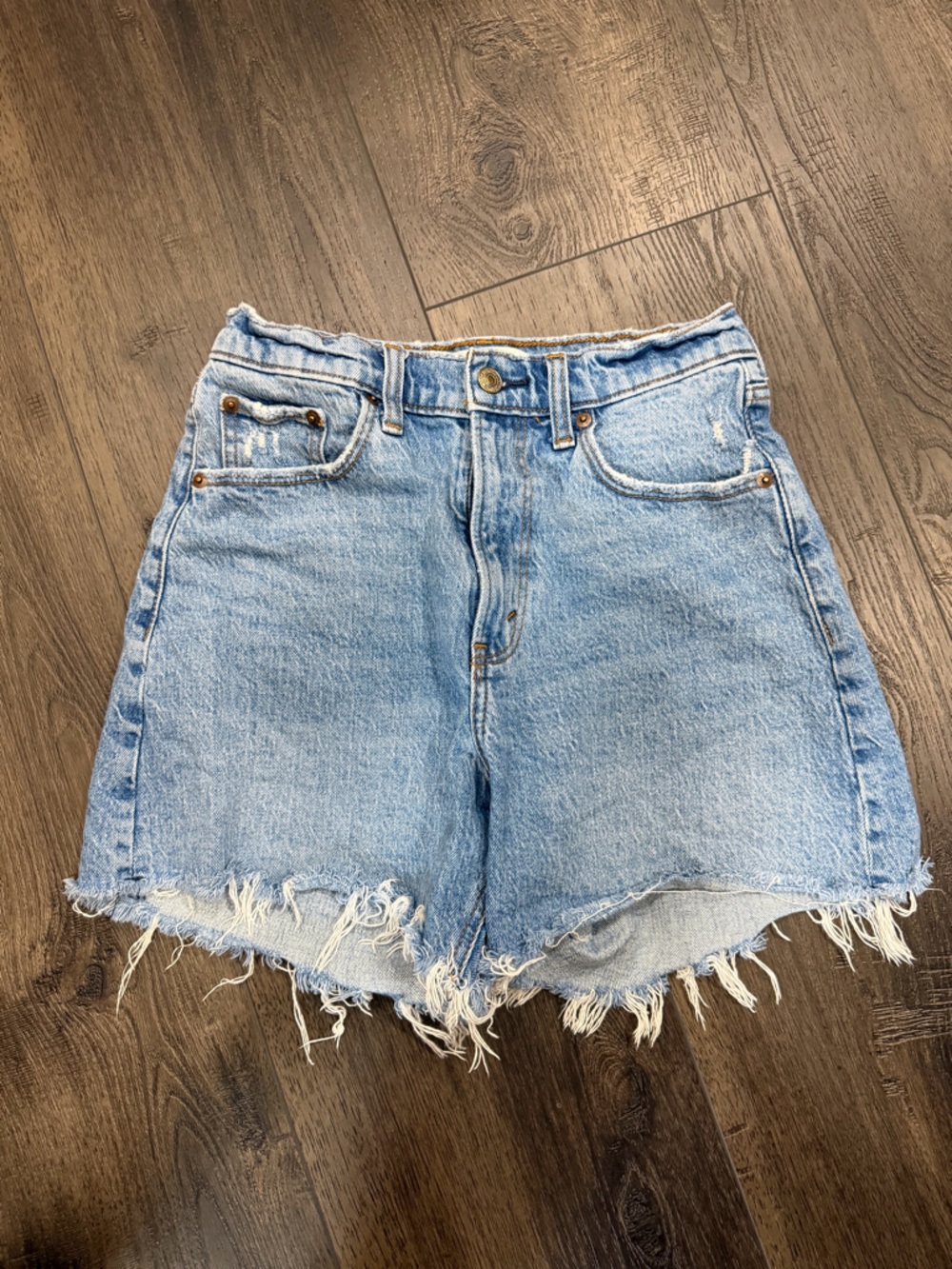 Abercrombie & Fitch Light Blue Distressed Denim Shorts